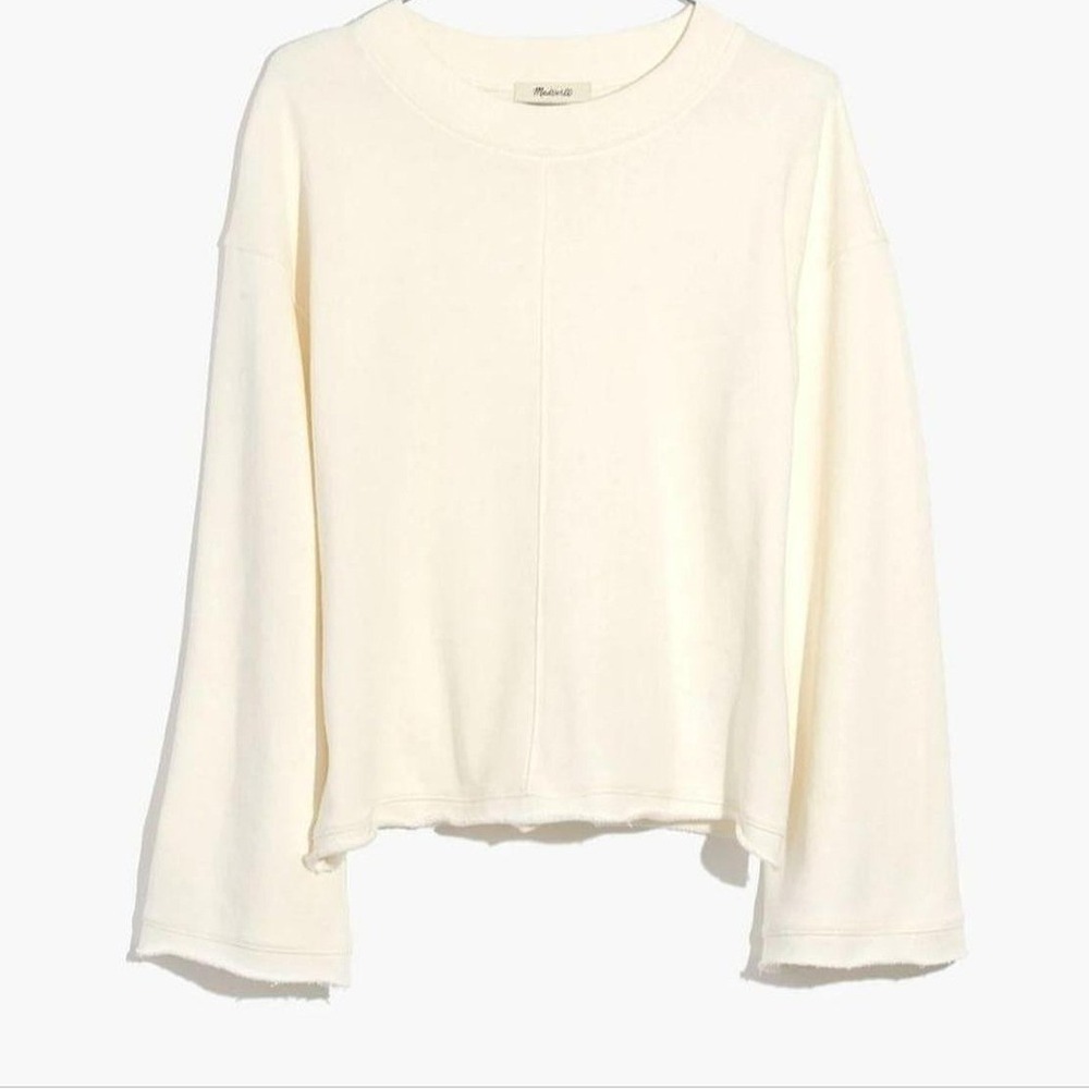 Madewell Center Seam Oversized Wide Sleeve Cream OffWhite Sweatshirt  Sz XXL NWT